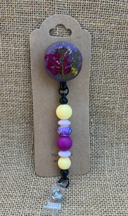 Bloom on the Job: Floral Resin Badge Reel with Silicone Beads