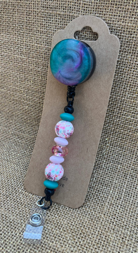 Workday Swirls – Teal & Pink Resin ID Reel