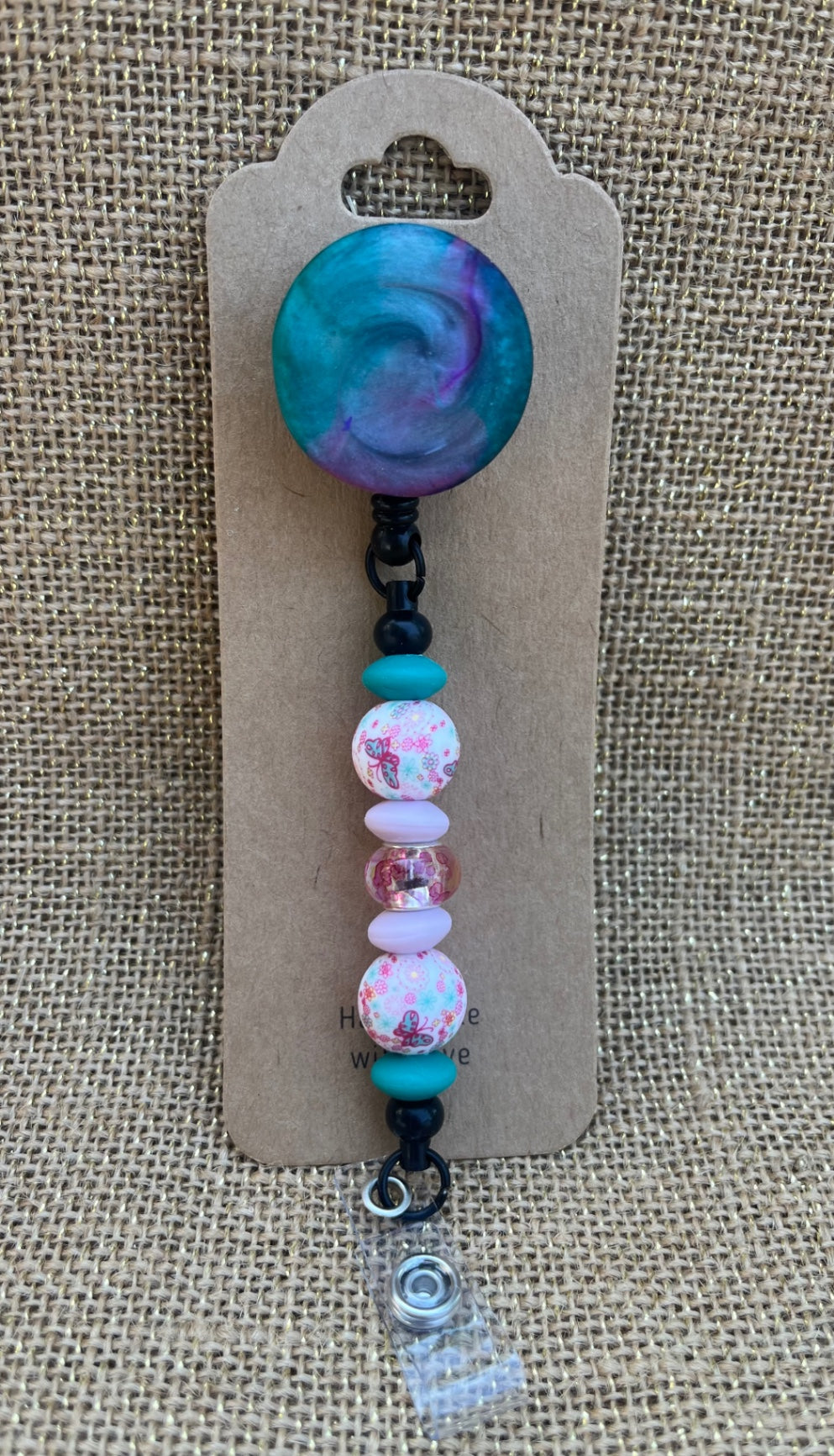 017 - Workday Swirls – Teal & Pink Resin ID Reel
