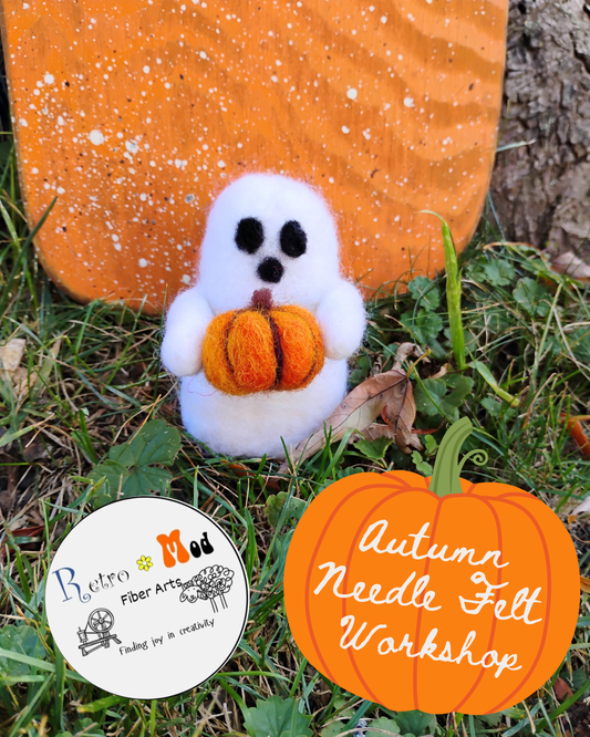 Autumn Needle Felt Workshop: October 8th Ghost with Mini Pumpkin