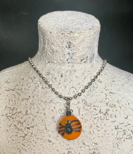 Kids necklace - spider glass bead