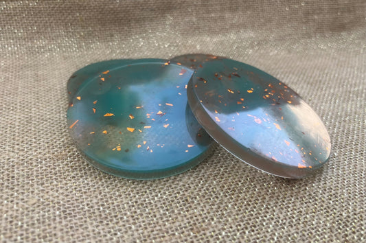 Grounded Elegance – Blue, Green & Copper Resin Coasters