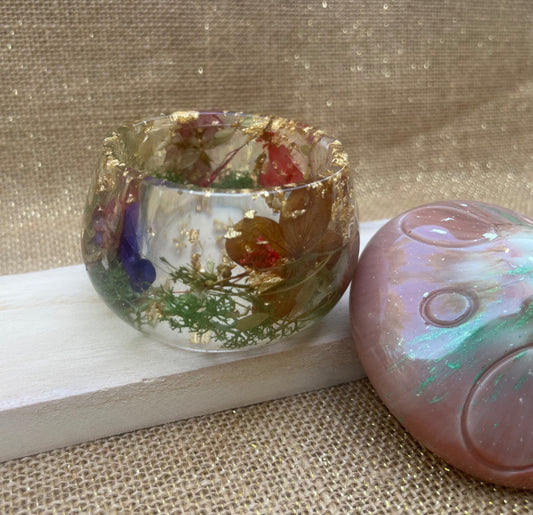Whimsical Resin Mushroom Container with Botanical Accent