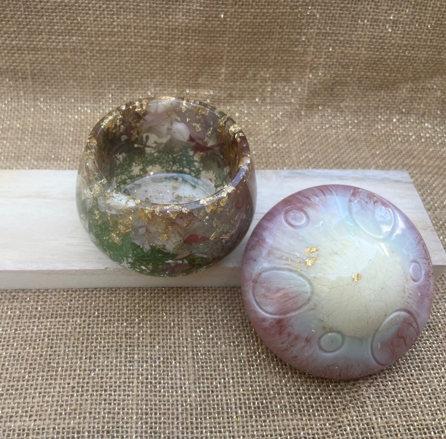 Whimsical Resin Mushroom Container with Botanical Accent