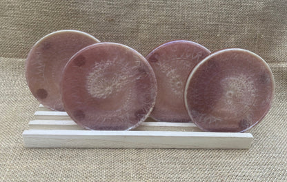 Elegant Mandala Resin Coaster with Purple and Cream Accents