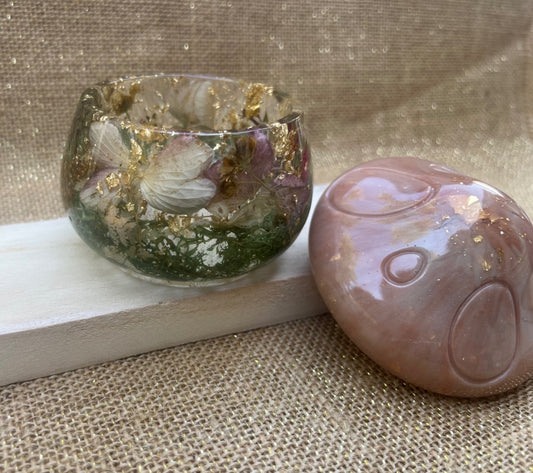 Whimsical Resin Mushroom Container with Botanical Accent