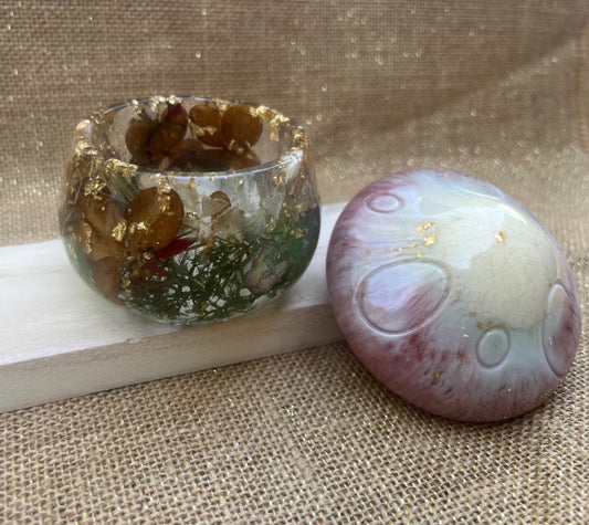 Whimsical Resin Mushroom Container with Botanical Accent