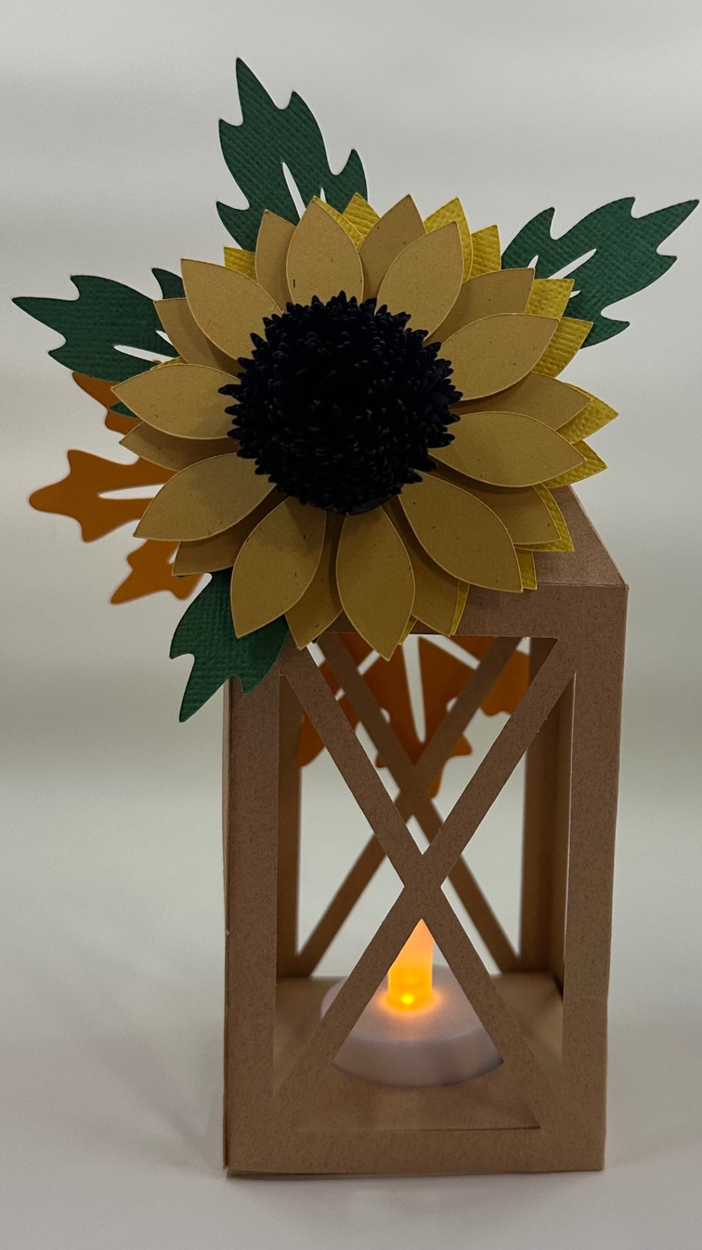 Small Fall Floral Paper Lantern with Battery Operated Tealight