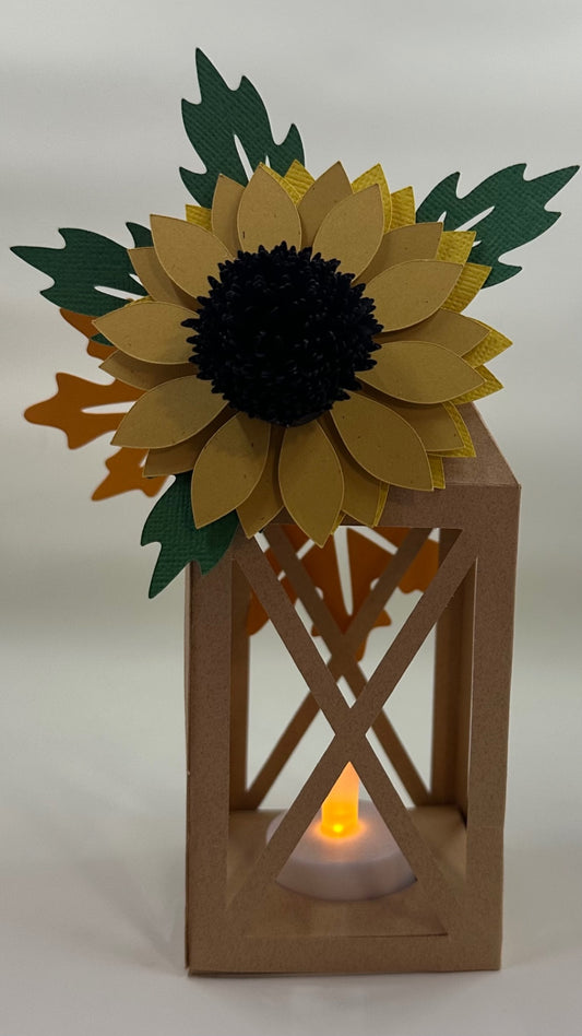 Small Fall Floral Paper Lantern with Battery Operated Tealight