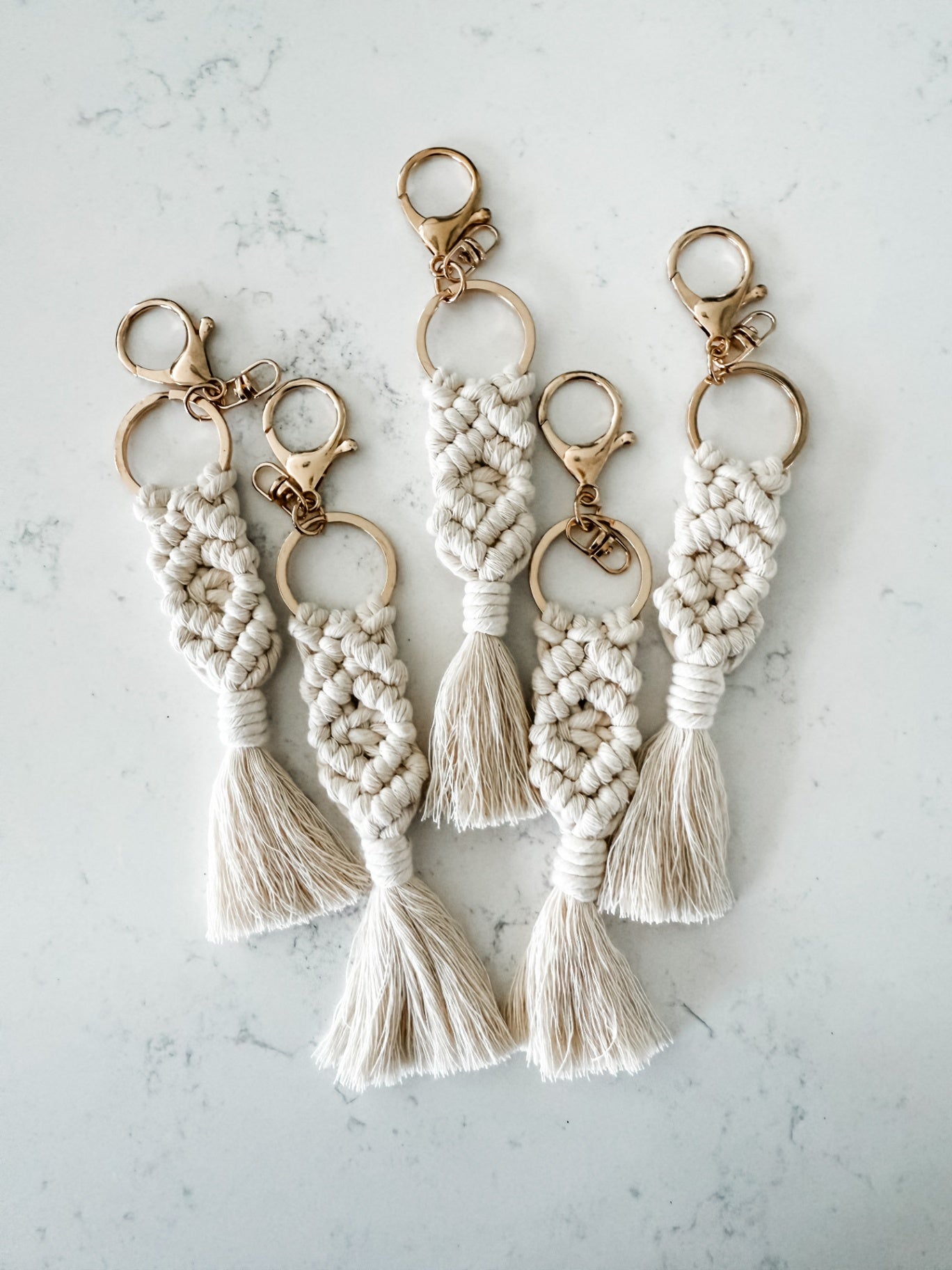 "Ella" Macrame Keychain (Cream) 