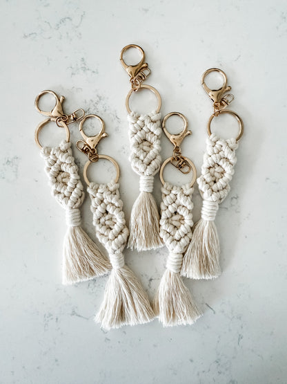 "Ella" Macrame Keychain (Cream) 