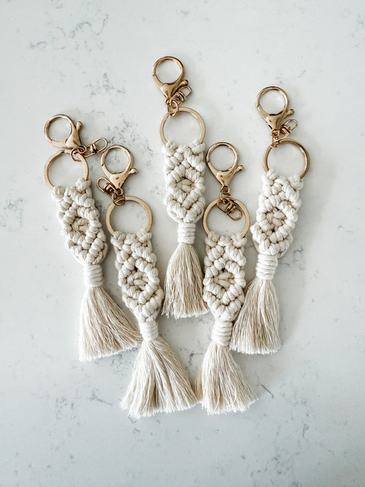 "Ella" Macrame Keychain (Cream) 