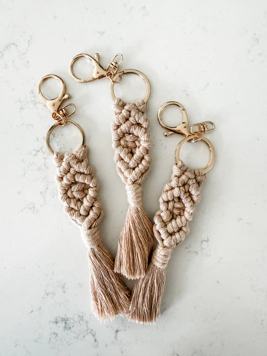 "Ella" Macrame Keychain (Light Pink)