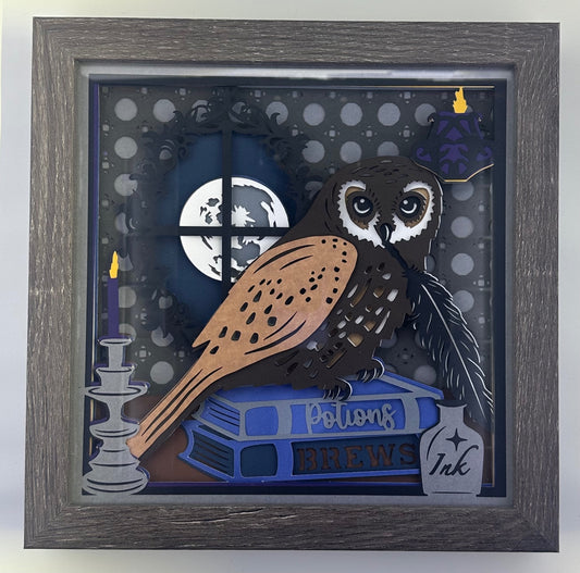 Owl with Potions and Brews Layered Paper Shadowbox
