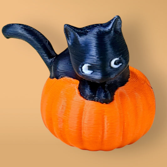 3D Printed Pretty Kitty Pumpkin Figurine