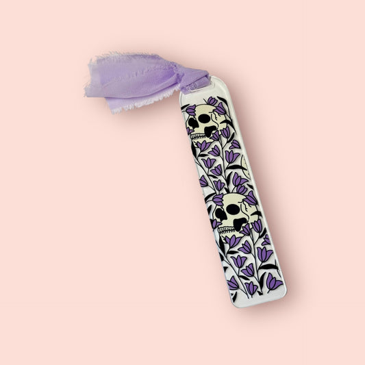 Floral Skull Acrylic Bookmark