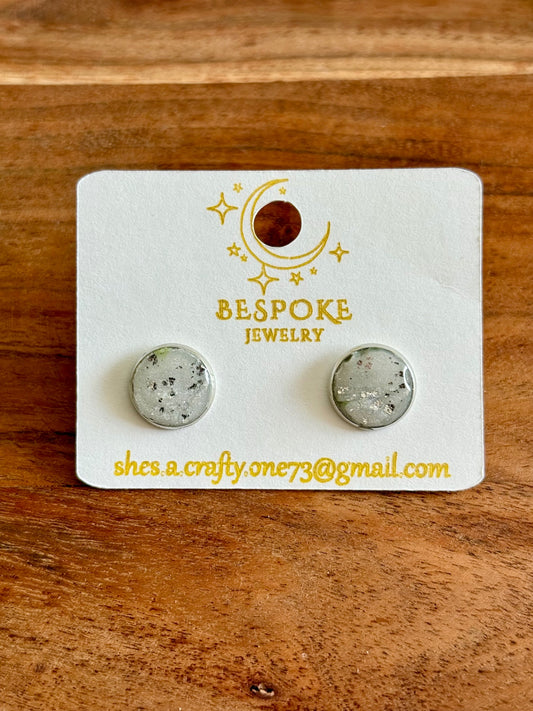 Silver Foil Stud Polymer Clay Earrings