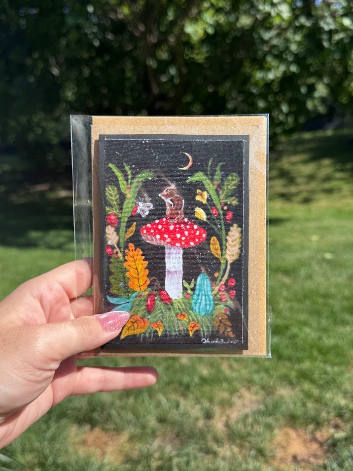 Forest Chipmunk Blank Card – Magical Mushroom – Handmade