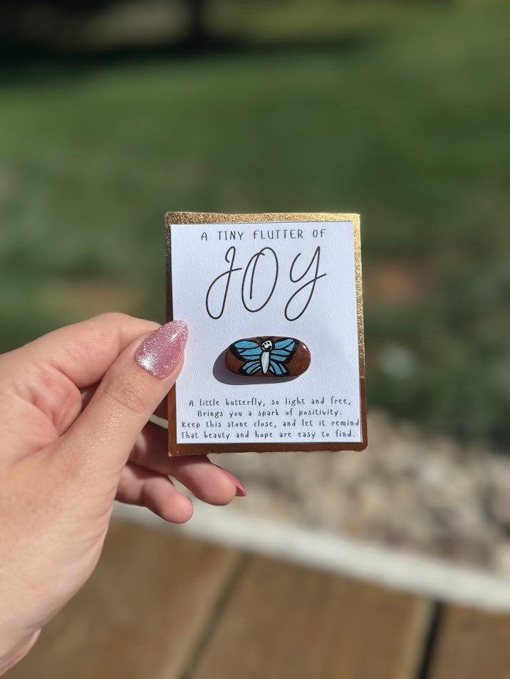 Butterfly Flutter of Joy – Natural Rock with Uplifting Message – Handmade