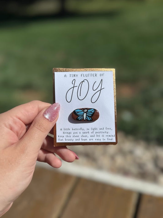 Butterfly Flutter of Joy – Natural Rock with Uplifting Message – Handmade