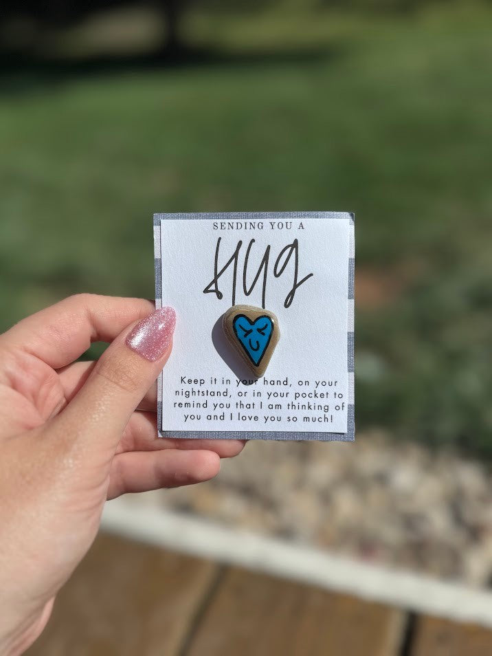 Heartfelt Pocket Hug – Natural Rock with Uplifting Message – Handmade