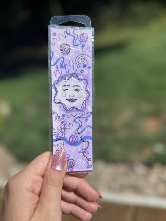Celestial Dream Face Bookmark – Purple Abstract – Hand-Drawn