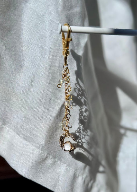 Handmade Beaded Keychain - Moon