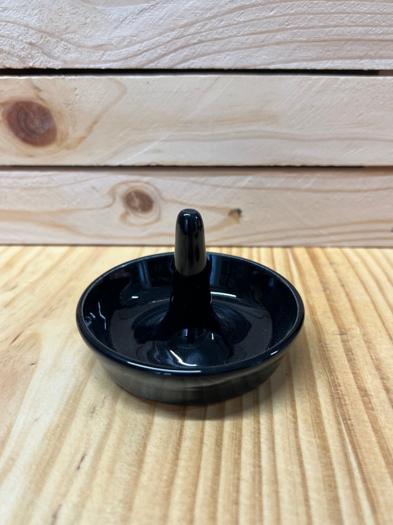 024 - Handmade Ceramic Black Ring Holder