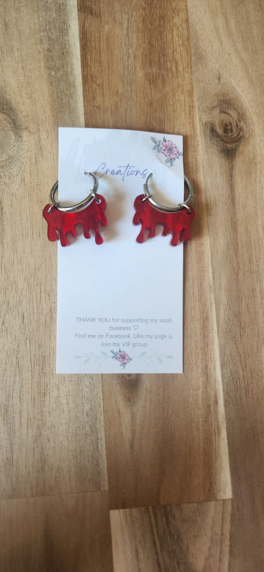 Acrylic Blood Drip Huggie Hoop