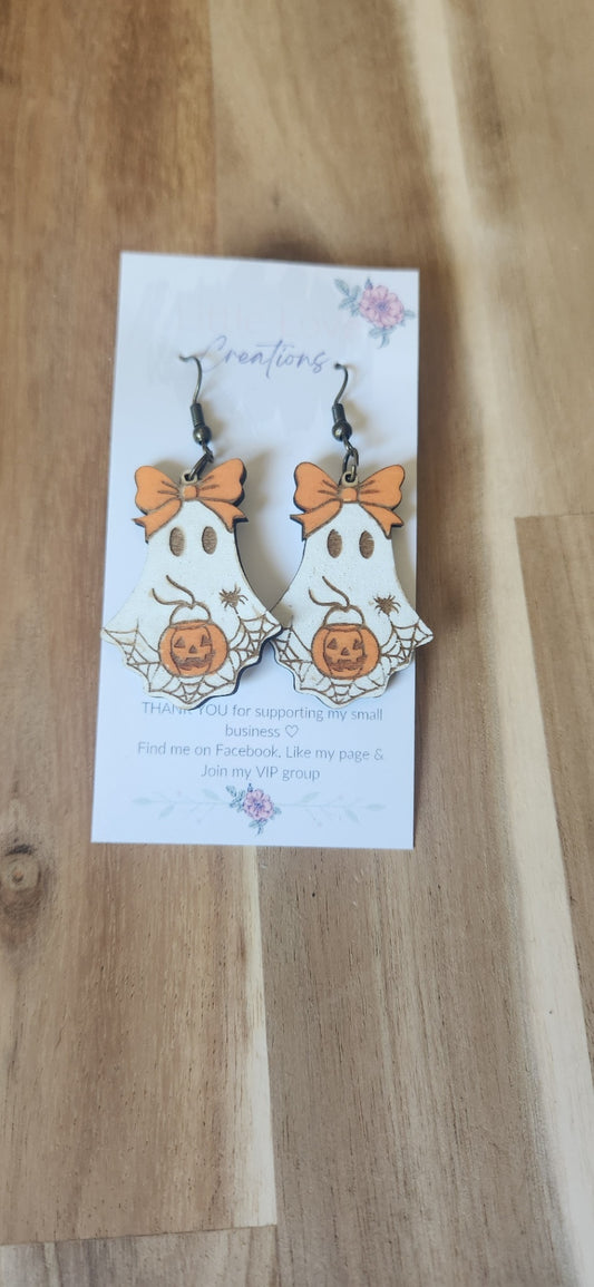 Wood Halloween Ghost Dangle