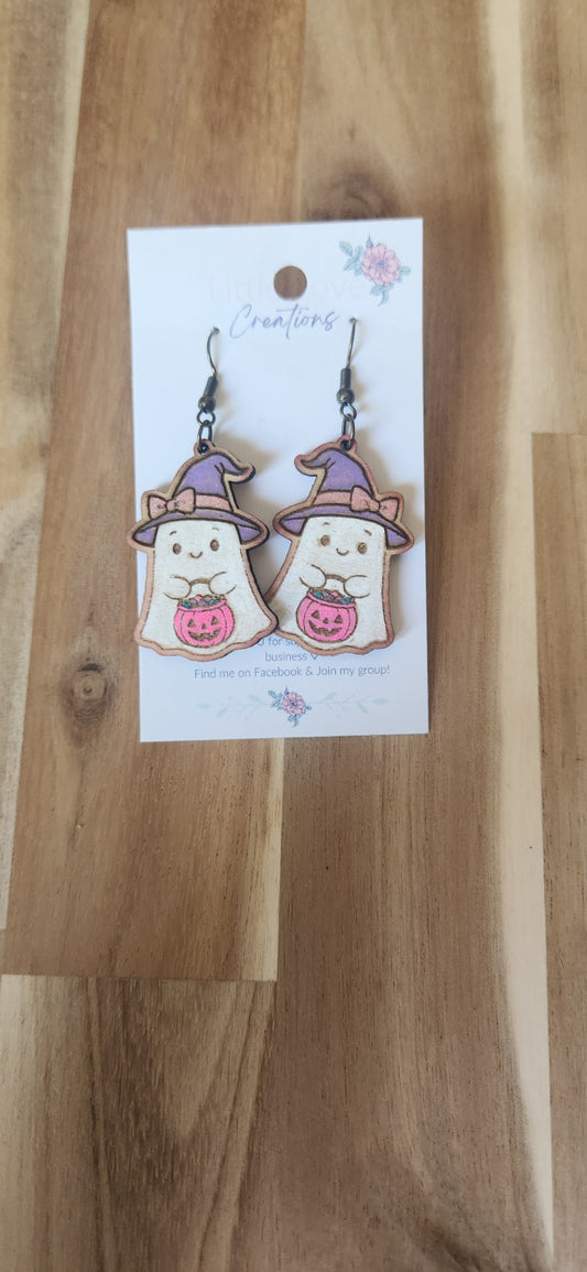 Wooden witchy ghost dangle