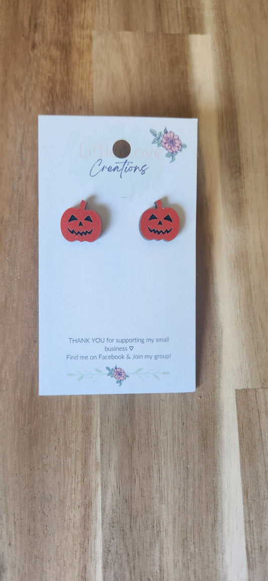 Wood Jack O Lantern Studs 