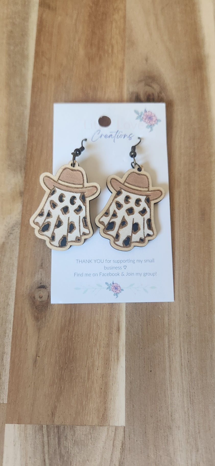 Wood cowboy ghost dangle