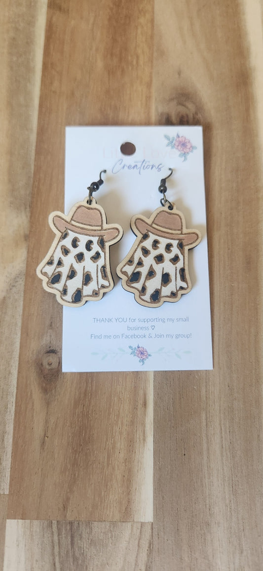 Wood cowboy ghost dangle