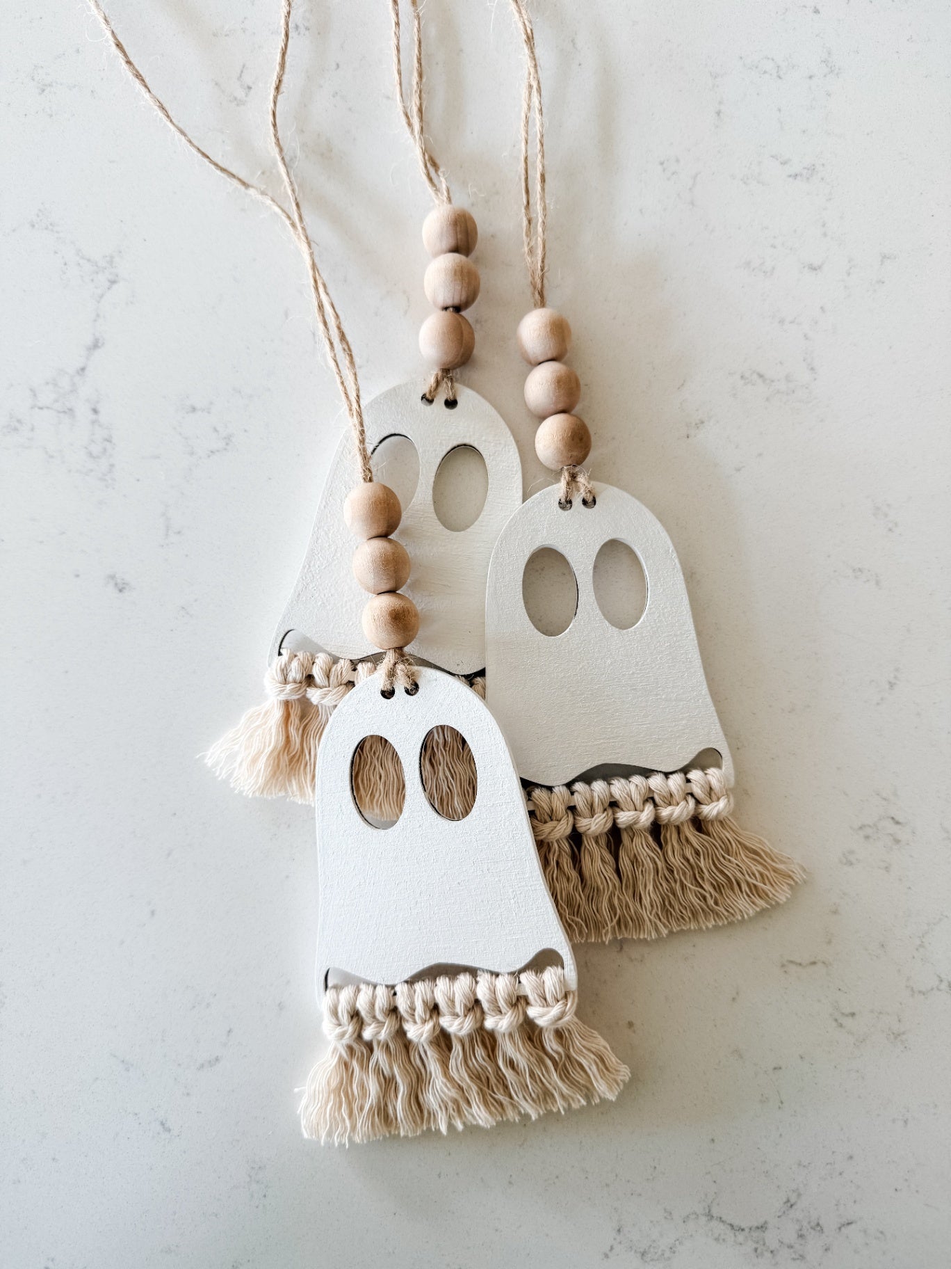 Macrame & Wooden Ghost Hanger (Wooden Beads)