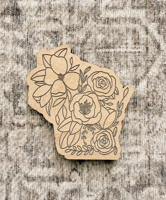 Magnet - WI Floral - Light Wood