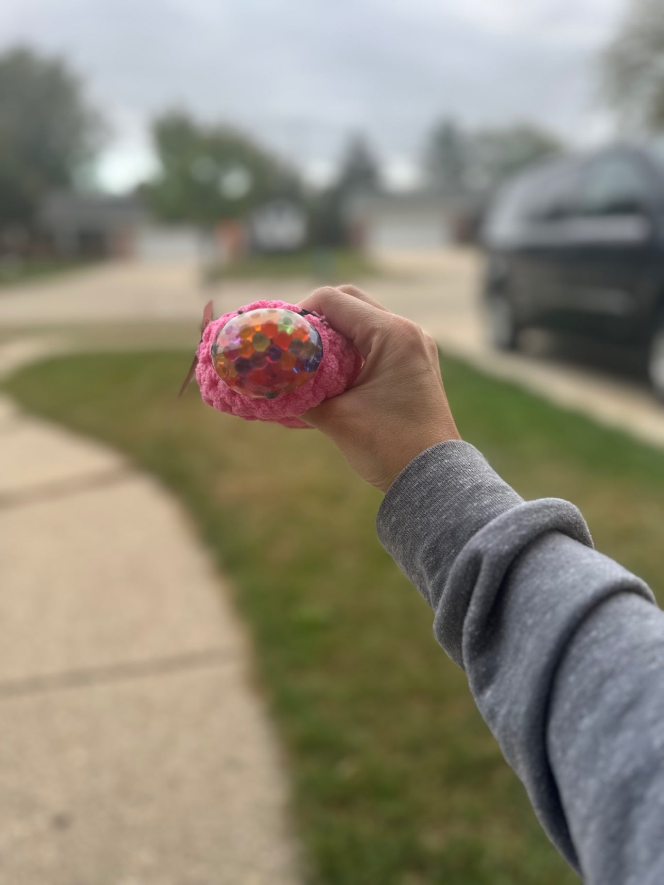 Crochet Squishy Stress Ball - Hot Pink