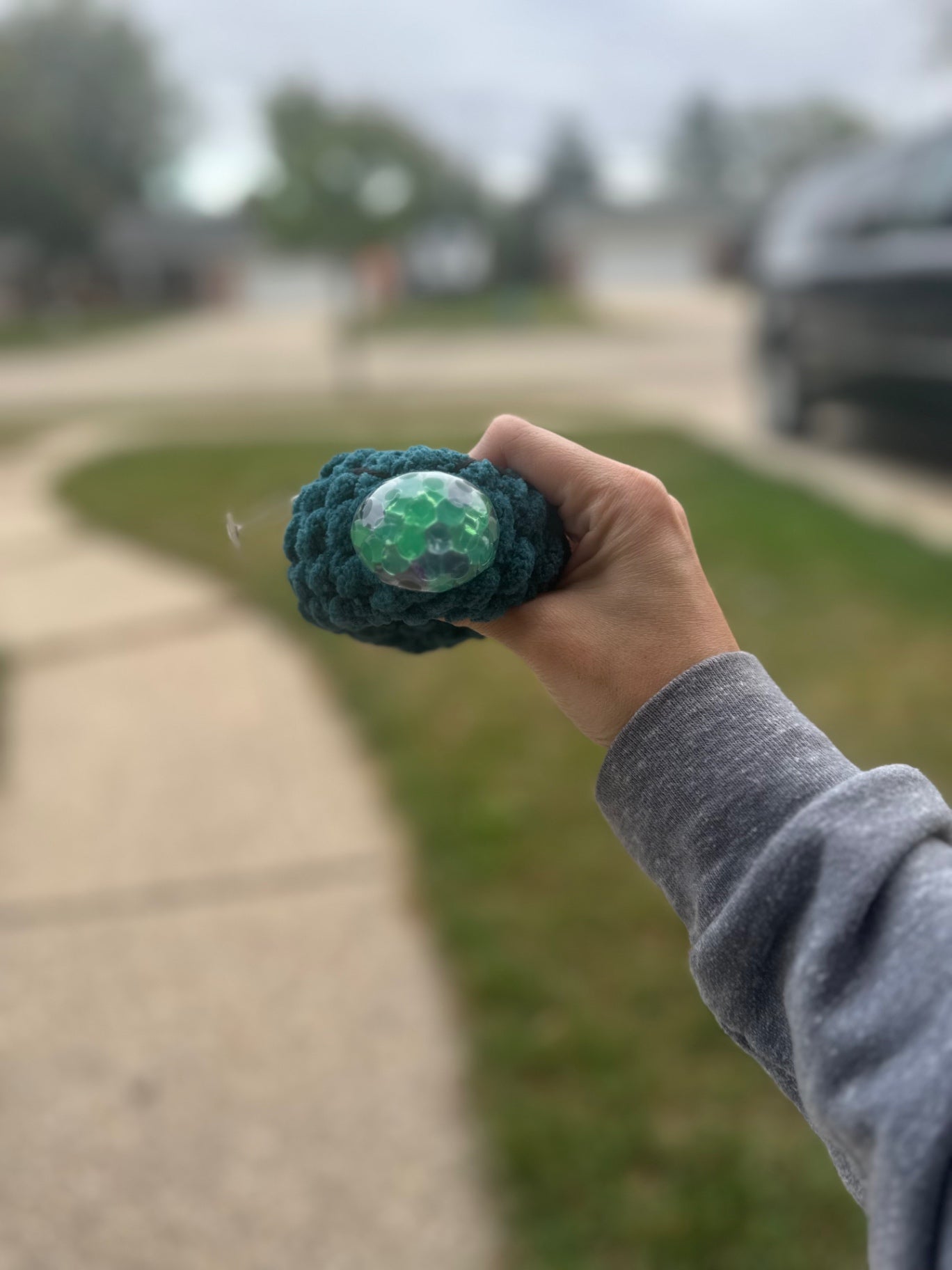 Crochet Squishy Stress Ball - Forest Green