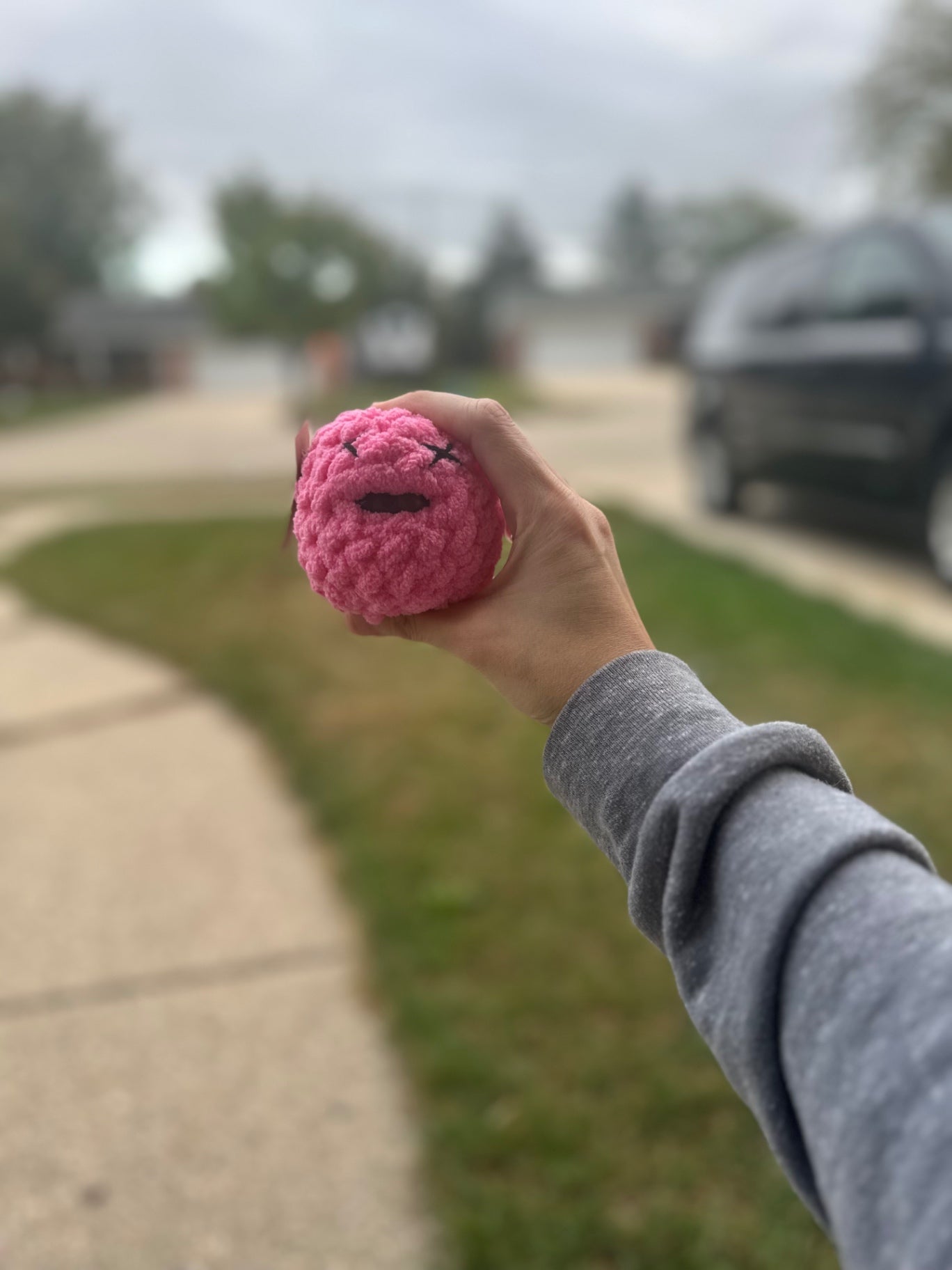 Crochet Squishy Stress Ball - Hot Pink
