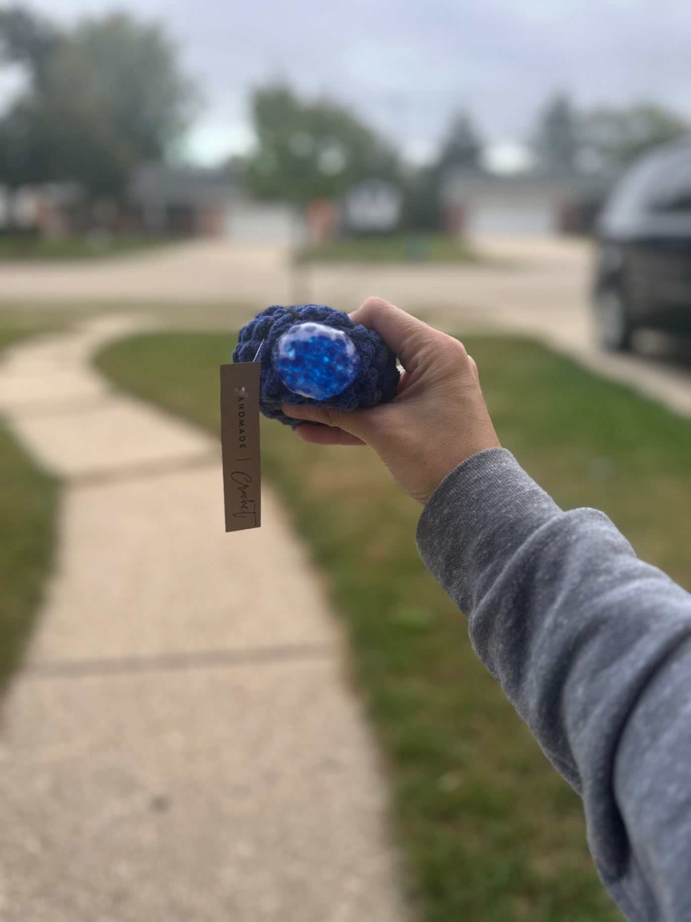 Crochet Squishy Stress Ball - Blue Two Tone