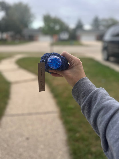 Crochet Squishy Stress Ball - Blue Two Tone