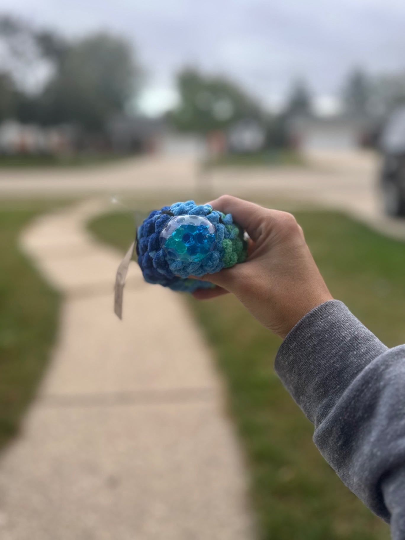 Crochet Squishy Stress Ball - Blue Green Mix