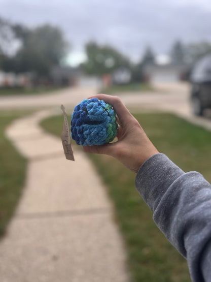 Crochet Squishy Stress Ball - Blue Green Mix