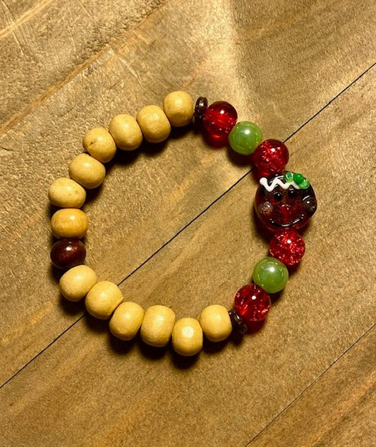 Kids stretch bracelet - gingerbread face