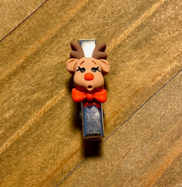 Kids hair clip - reindeer face