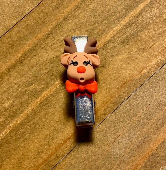 Kids hair clip - reindeer face
