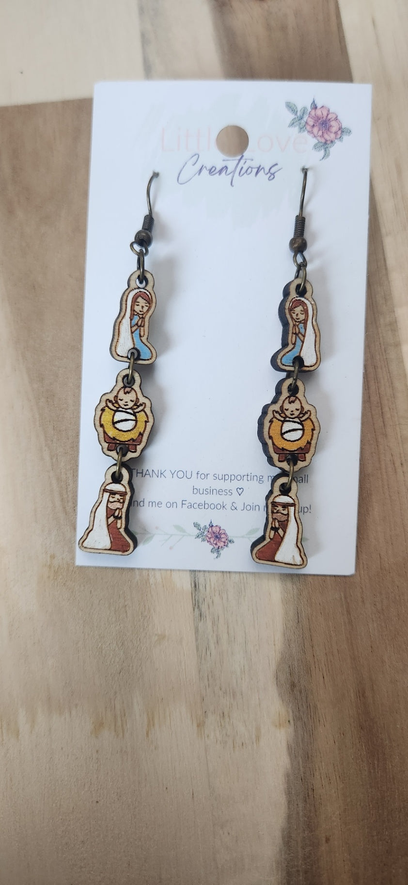 Mary Baby Jesus and Joseph Drop Dangles