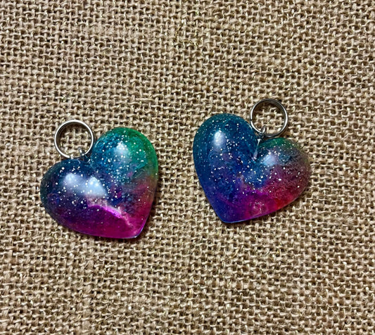 Rainbow Resin Heart Keychain