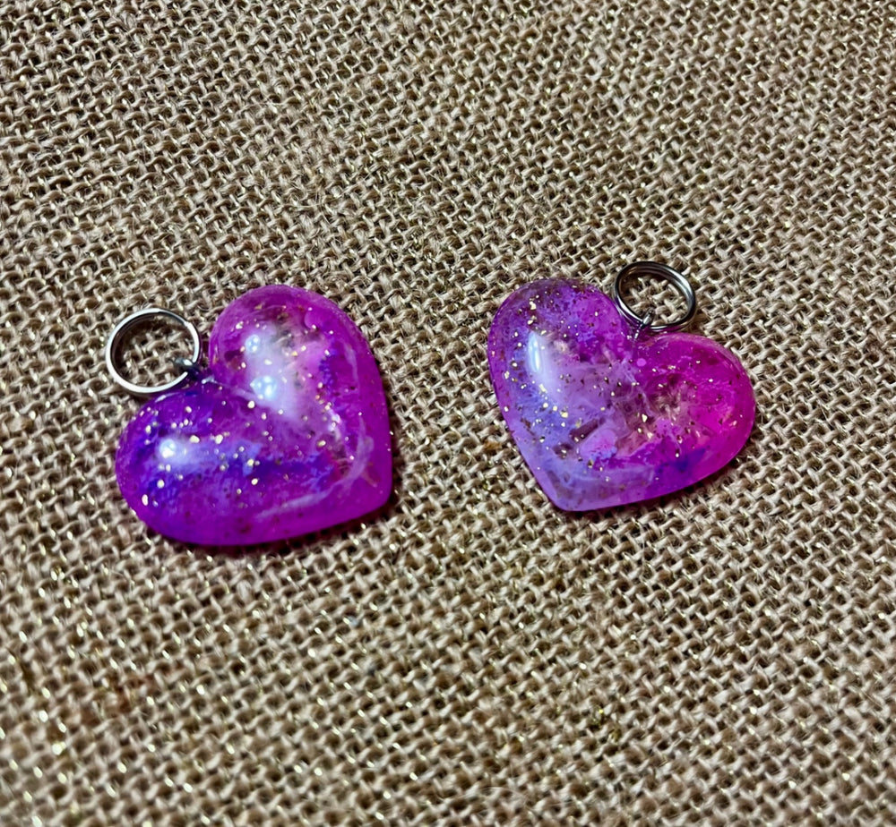 017 - Pink & Purple Sparkle Heart Keychain