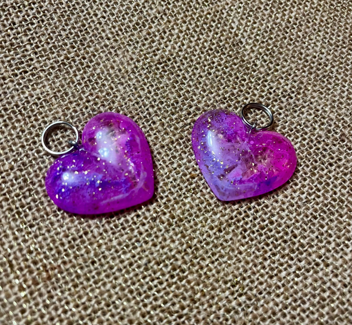 Pink & Purple Sparkle Heart Keychain